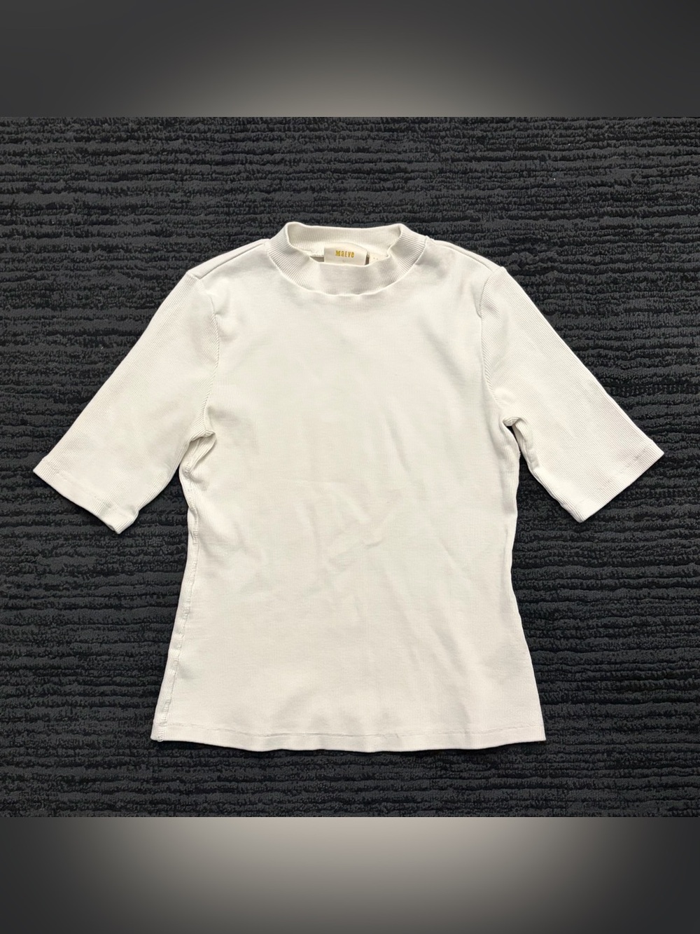 Maeve ribbed short sleeve mock neck top